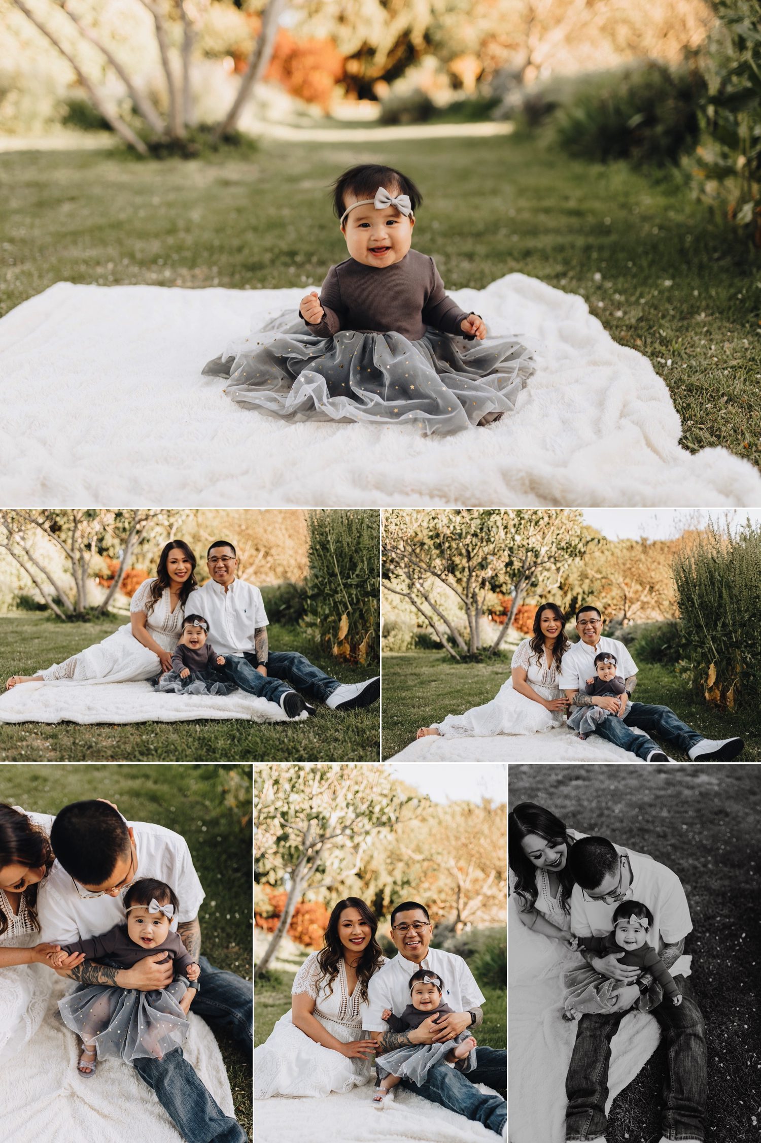 Six Month Baby Milestone Session with a family at Crow Canyon Gardens in San Ramon, CA