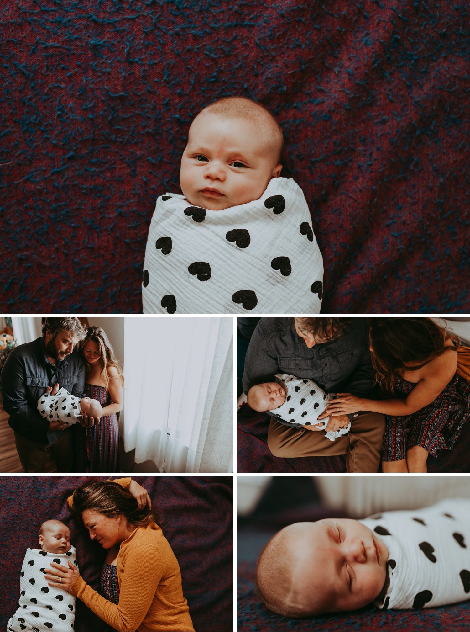 Swaddled newborn baby at-home for a relaxed in-home session