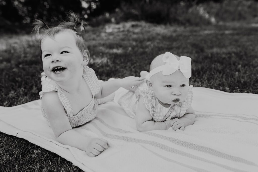 Two girls during their yearly family photo session